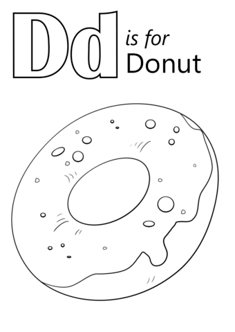 Letter D Is For Donut Coloring Page